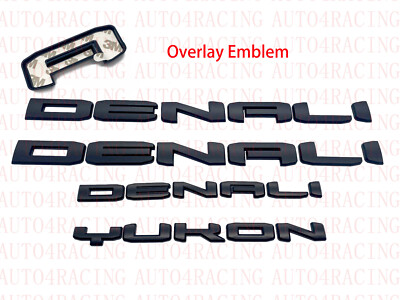 Matte Black Overlay Emblems Letters Fit 2021-2022 GMC Yukon Yukon XL Denali