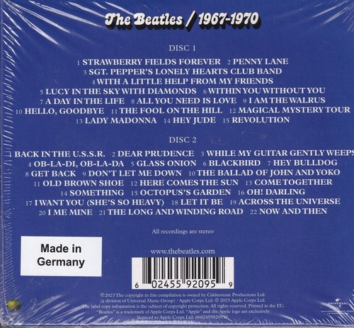 The Beatles 1967-1970, inkl. Single Now & Then (Blue Album 2 CDs) NEU! OVP - Bild 2 von 2