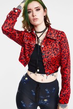 Jawbreaker Red Leopard Print Jacket Xs S M L Xl Xxl Cropped Black Rock Chic