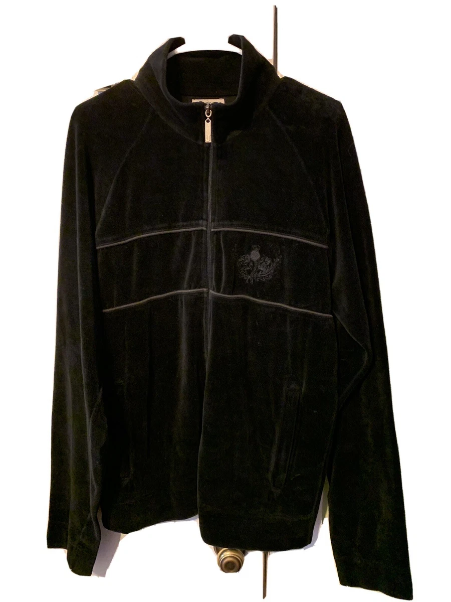 Juicy Couture Velour Jacket Vintage Black Logo Full Zip High