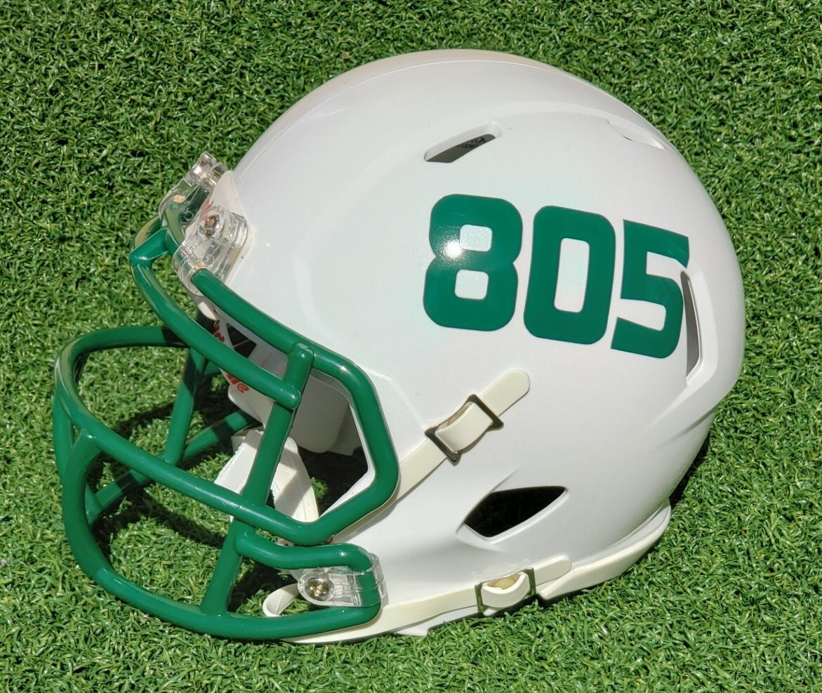 cal poly mini football helmet CAL POLY MUSTANGS TREE/805 LOGO SPECIAL MINI FOOTBALL HELMETS, PICK OF 4
