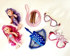 2 Mermaid Dolls Swimming Bath Toy Bundle Lot Jump Rope Mermaids Swimming Masks