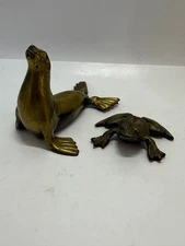 Seal / Sea Lion, Frog, Vintage Brass Statue Figurine Paperweight **Free Shipping