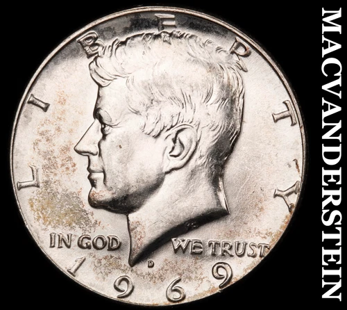 1969-D Silver Kennedy Half Dollar - Choice Gem Brilliant Unc  Lustrous  #G8023