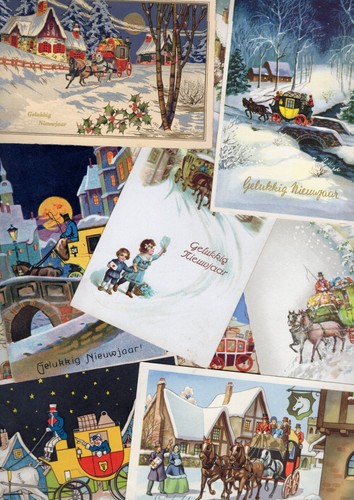 LOT 15 VINTAGE POSTCARDS CARRIAGES AND HORSES ILLUSTRATORS - ILLUSTRATORS - LV19