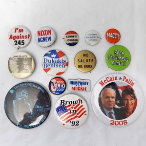Vintage Political Buttons, Pinbacks President/Governor, Nixon, Kennedy Lot of 14