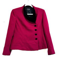 Kasper Women Jacket Blazer Size 4 Petite Velvet Collar Fuchsia Button Up Blazer