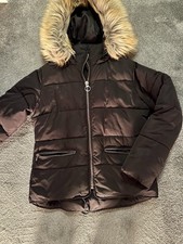 Topshop Black Hooded Puffer Jacket Size Uk 10