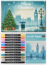 12 Colors Acrylic Paint Markers Set, Art Supplies Including Acrylic Paper Pad 5.