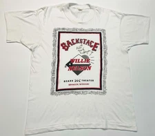 Vintage Screen Stars Willie Nelson Backstage Ozark Theater T-Shirt White L USA
