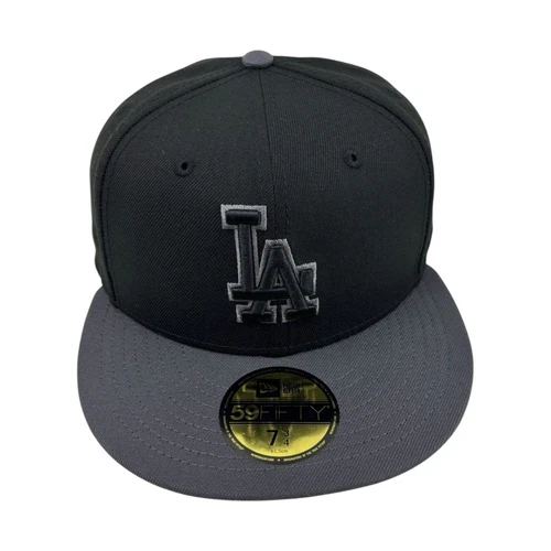 Los Angeles Dodgers Size 73/4 New Era 59FIFTY Fitted Hat Cap black gray