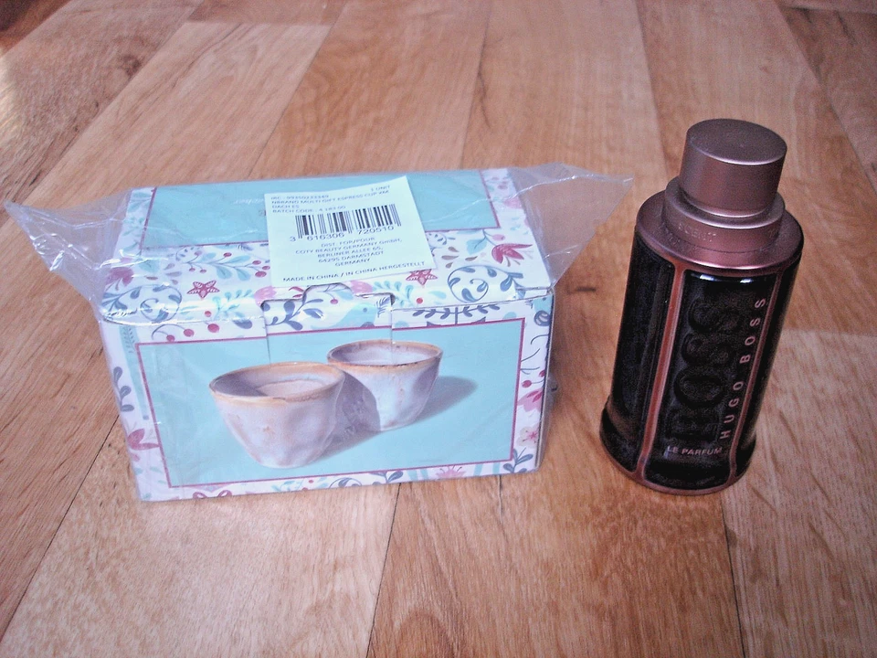 HUGO BOSS PARFÜM THE SCENT LE PARFUM NEU 100ml EDP + ESPRESSO TASSEN OVP RAR SET - Bild 2 von 2