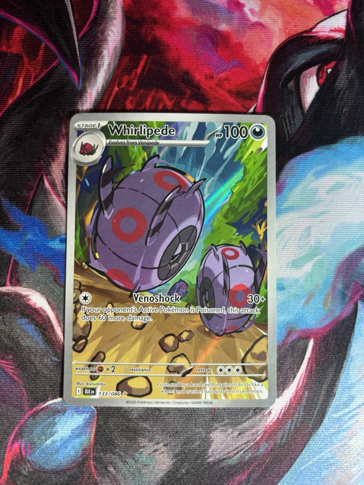 Pokémon TCG Whirlipede 133/086 Black Bolt Illustration Rare Holo Card NM