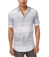 Alfani Mens Textured Button Up Shirt Multicolored LARGE