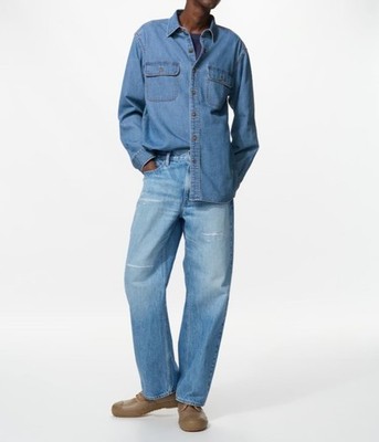 Uniqlo x JW Anderson Men's Straight Damage Jeans Cotton Denim Blue 489367 New