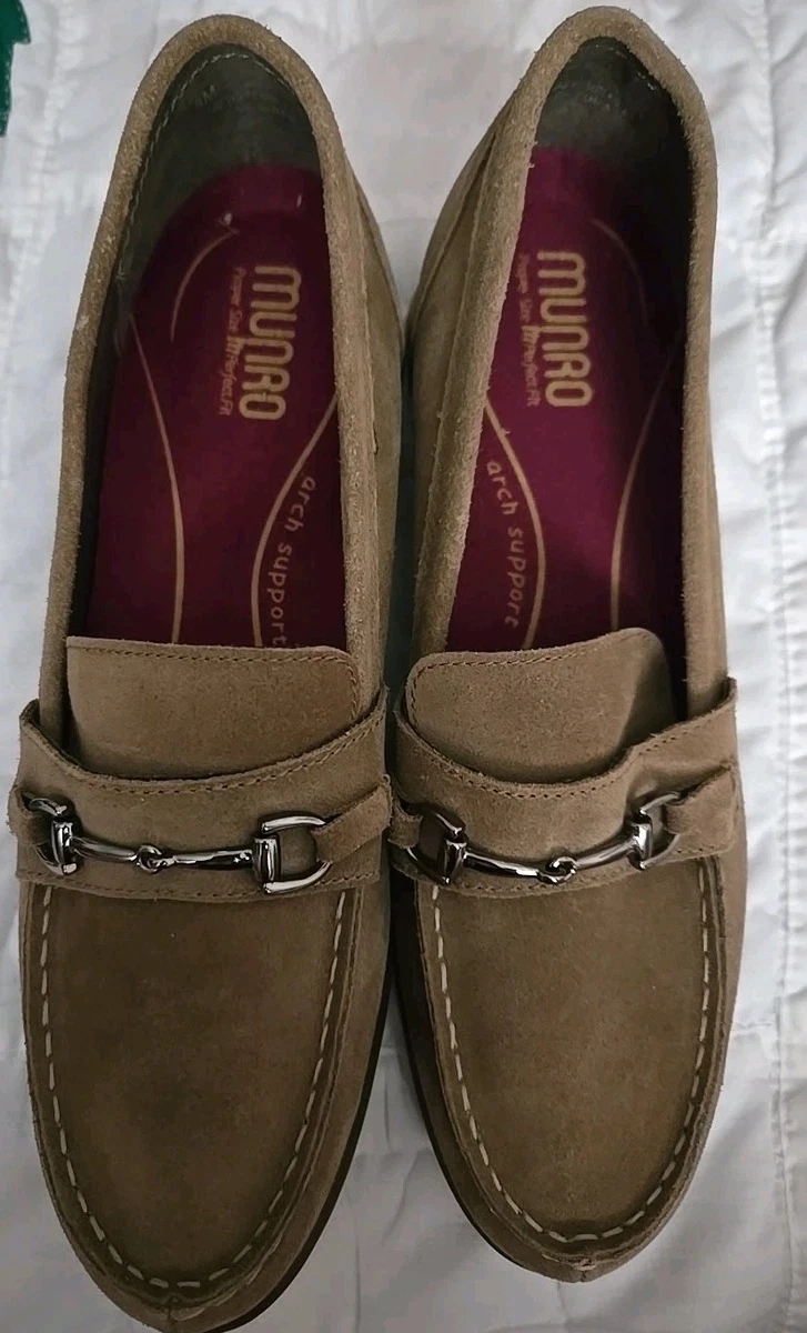 Munro American Brown Leather Suede Penny Loafers Classic Comfort Heels Size 9N MUNRO American Brown Suede Penny Loafers Women main image 3