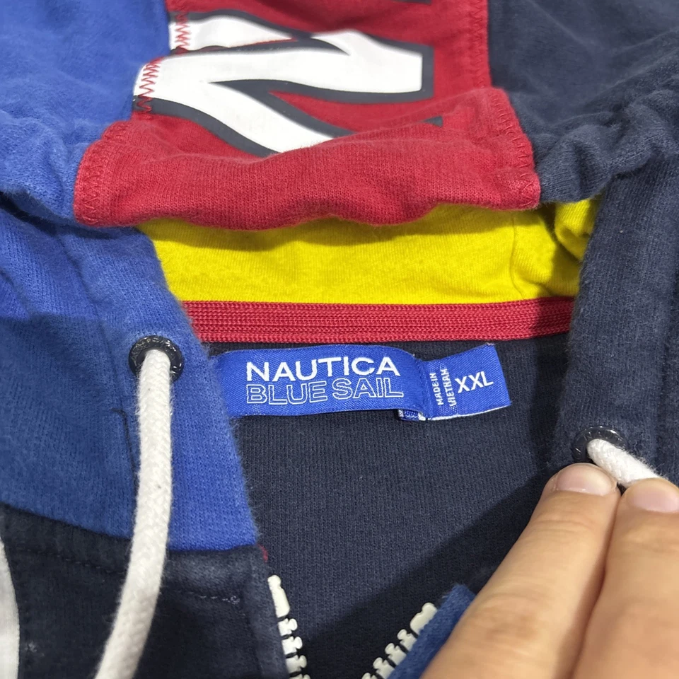 Vintage 90s Y2K Nautica Blue Sail Men’s 2XL Full Zip Hoodie Hydro Race - Image 3 of 4