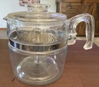 Vintage Pyrex Flameware Glass Percolator 6 Cup Coffee Pot and Basket 7756