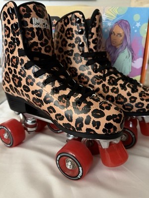 Impala Leopard Print Quad Roller Skates Women s Size 9 Vegan Red Wheels w/ Box