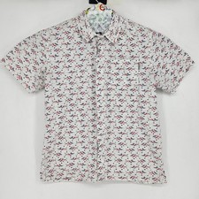 Columbia Shirt Mens Medium Button Up Fishing Camping USA AOP Graphic Outdoors