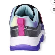 Athletic Works Girls' Colorblock Mesh Hook Loop Sneakers Black Pink Purple 9