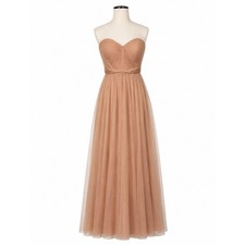 Jenny Yoo Strapless Tulle Blush Bridesmaid Maxi Gown - Size 0
