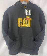 Caterpillar Men  s MEDIUM Black CAT Logo Embroidered Hoodie with Cord System NWT