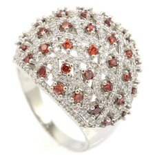 Unique Big Size Orange Spessartine Garnet Females Dating Silver Rings 10.0