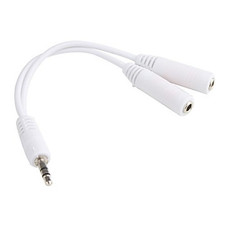   6 Inch 2.5Mm Gold Plated Audio Stereo Y Splitter Adapter Cable White 
