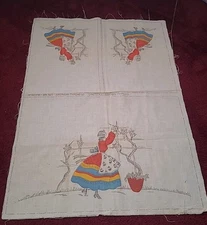 American Thread Co Star Thread 607B 3 Pc Set Antique Fabric Embroidery Panel 