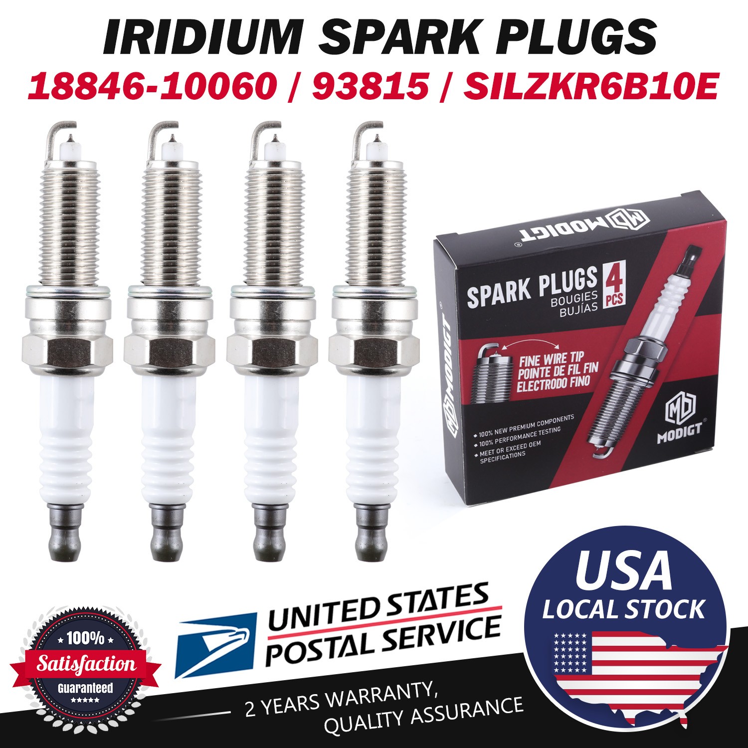 4pcs 93815 Spark Plugs Laser Iridium Resistor SILZKR6B10E For Hyundai Kia OE NEW