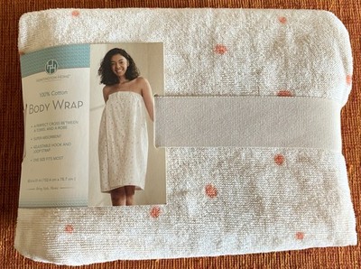 Huntington Home 100% Cotton Terry Robe Polka Dot White Orange One Size fit most