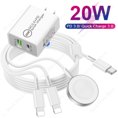 USB C Adapter Magnetic Fast Charger For Apple Watch/iPhone 14 13 12 11 XR /iPad