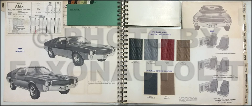 1969 AMC 颜色和内饰经销商专辑 - 非常好,但油漆碎片损坏 — 第 2/2 张图片
