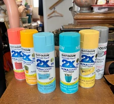 Lot of 6 Cans Rust-Oleam Spray Paint _ 5 Cans 2X Ultra Cover and 1 Can Metallic