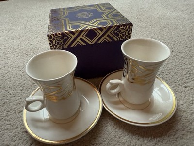LIFESTYLE ARABIC Writing Turkish CUP & SAUCER Pair Set Of 2 Oriental Ethnic New