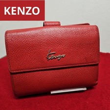 Kenzo Bifold Wallet Leather Multiple Storage Card Pocket Red Limited Edition Sty