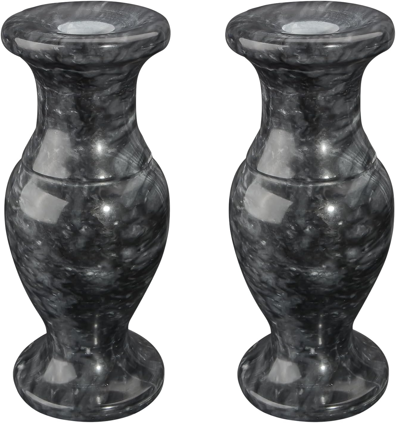Black Marble Cemetery Vases 2 Pack