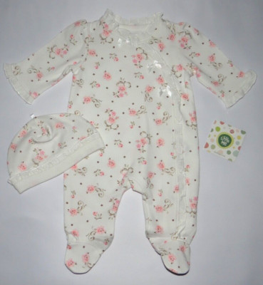 Baby girl clothes, Newborn, Little Me Footed Coveralls & hat set