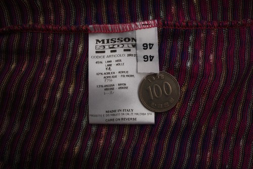 Missoni Sport Wool Blend Long Sleeve 46 Made In Italy - Picture 4 of 5