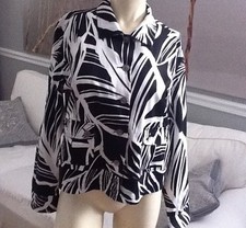CHICO'S WOMEN'S BUTTONS CLOSURE BLACK/ WHITE BLAZER JACKET- 2/ 12/14