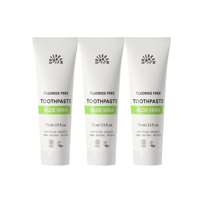 URTEKRAM Aloe Vera Toothpaste 3x75 ml - Natürliche Zahnpasta ohne Fluorid