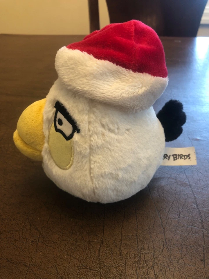 Angry Birds Seasons Santa Hat Matilda White Bird Plush 2011 5” Commonwealth Toy - Image 2 of 4