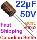 22uF 50V 8x11.5mm Nichicon MUSE KZ For AUDIO RADIO STEREO Hi-FI AMPLIFIER TV