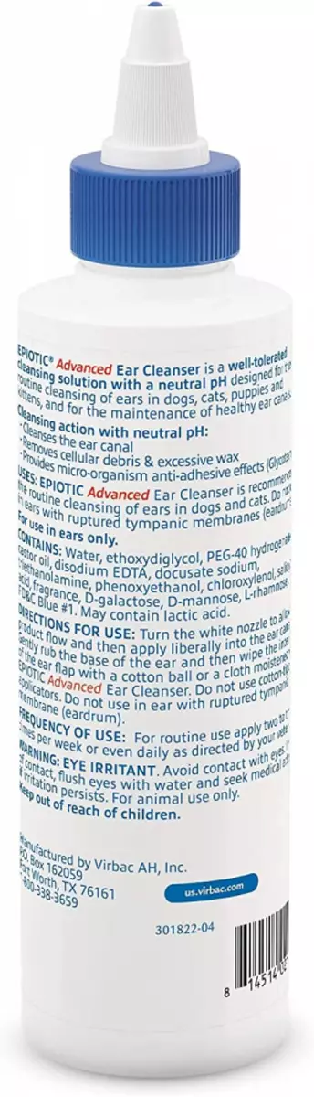 VIRBAC Epi-Otic Advanced Ear Cleaner for Dogs & Cats, 4-oz bottle