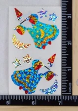 Hambly  WIZARD Prismatic Stickers RARE 1/2 STRIP HALLOWEEN WIZARD MAGIC VINTAGE