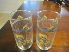 LIBBEY THEODORE COUNTRY TEDDY BEAR LOT OF 2 TUMBLER GLASSES 16OZ by Tienshan