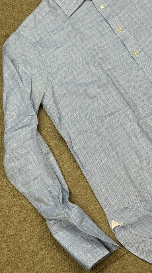 Camisa de vestir rosa London sarga espiga azul manga larga para hombre talla 16,5-36 Foto 2 de 4