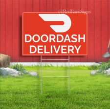 DOORDASH FOR DELIVERY DRIVERS yard sign with metal stakes