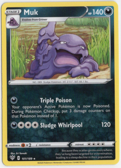 Pokemon - MUK - 101/189 -  Rare - Darkness Ablaze - NM/M - NEW